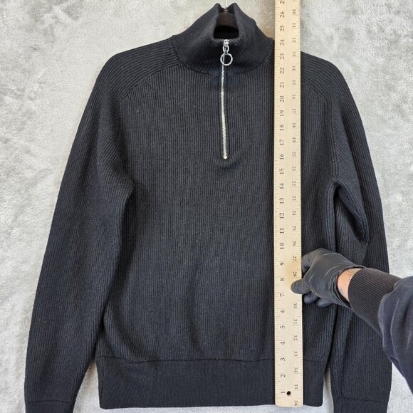 Armani Exchange A|X Sweater Mens Medium Black Half Zip Mock Neck Ribbed Knit - Picture 3 of 11